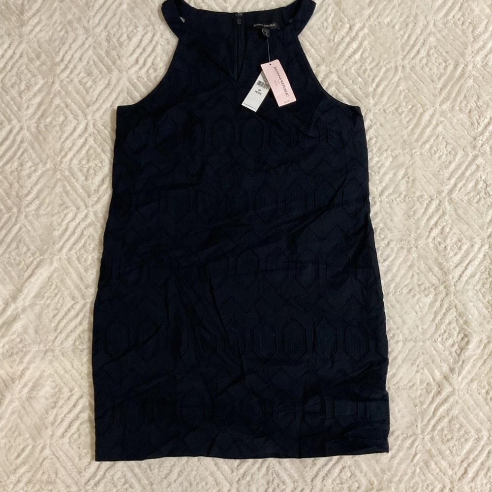 Banana Republic Navy Crochet Detail Sleeveless Dress